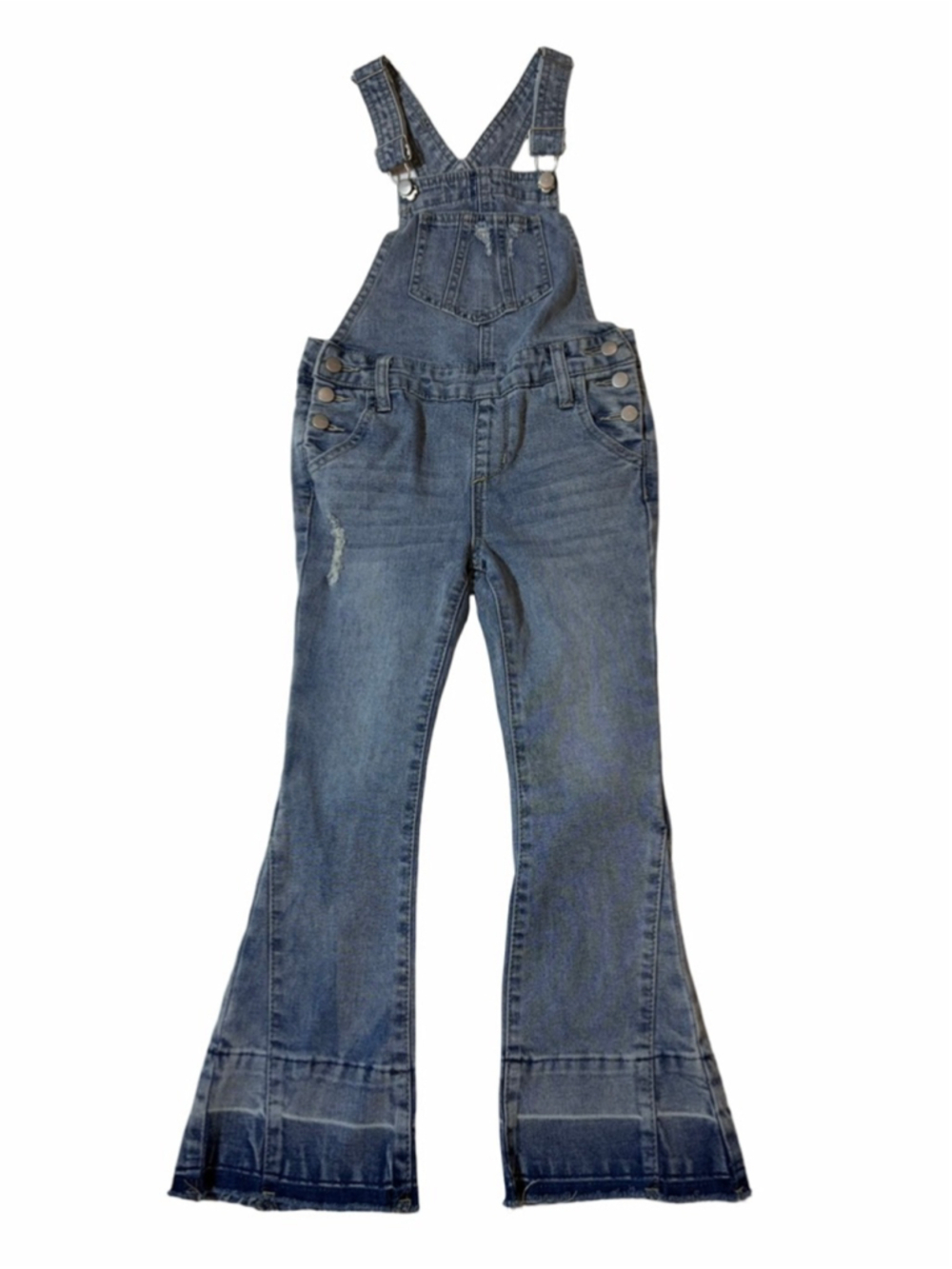 Joes Jeans Kids Denim Overalls Flare Leg Y2K Blue Distressed Girls Size 6